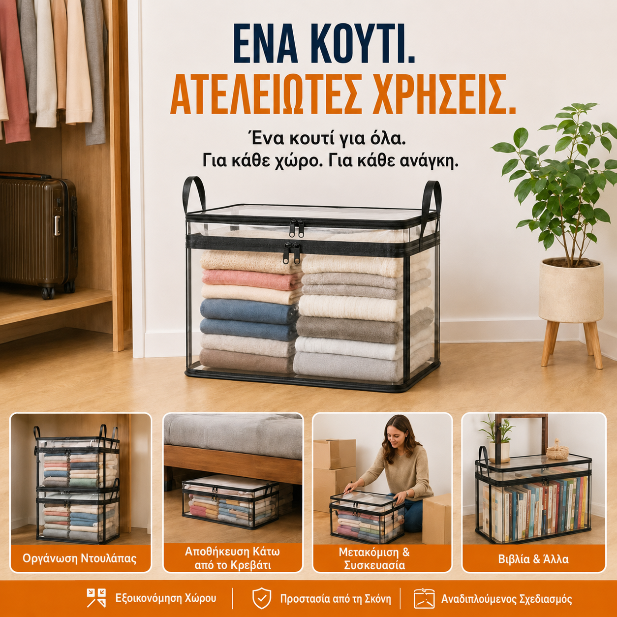 ⏳ Τελευταία μέρα! Αγοράστε 2 & πάρτε 1 δώρο 💕 SVOZK® Διάφανο Κουτί Αποθήκευσης Μεγάλης Χωρητικότητας🎈