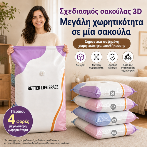 ΤΕΛΕΥΤΑΙΑ ΜΕΡΑ! 🔥 70% ΕΚΠΤΩΣΗ 👛 Τσάντες αποθήκευσης κενού SVOZK® 3D χωρίς αντλία 📦 Ο απόλυτος οργανωτής όλα-σε-ένα για ρούχα, παιχνίδια, βιβλία και λούτρινα ζωάκια 🧸📚👕🧦